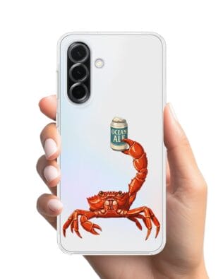 Etui do Samsung Galaxy A36 5G przeźroczyste, silikonowe Flexi, Paradise, krab z piwem