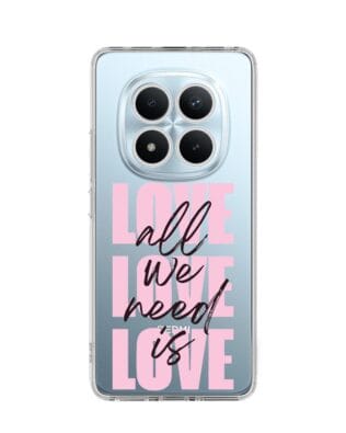 Etui do Xiaomi Redmi Note 15 5G przeźroczyste, silikonowe Flexi, Positive Vibes, All We Need Is Love