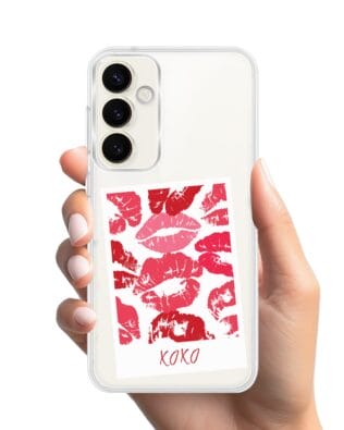 Etui do Samsung Galaxy S23 z MagSafe przeźroczyste, silikonowe Flexi, pocałunki, polaroid
