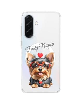 Etui do Samsung Galaxy A37 z MagSafe przeźroczyste, silikonowe Flexi, Puppy Love, pies rasy York
