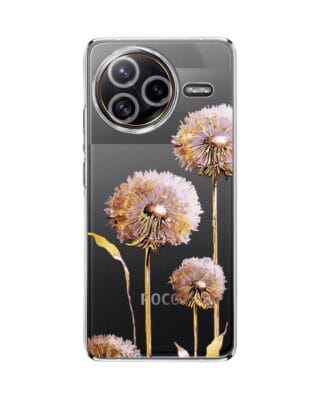Etui do Xiaomi POCO F7 Ultra przeźroczyste, silikonowe Flexi, Kwiaty, fioletowe dmuchawce