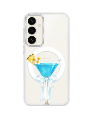 Etui do Samsung Galaxy S23 FE 5G z MagSafe przeźroczyste, silikonowe Flexi, Paradise, Blue Hawaii