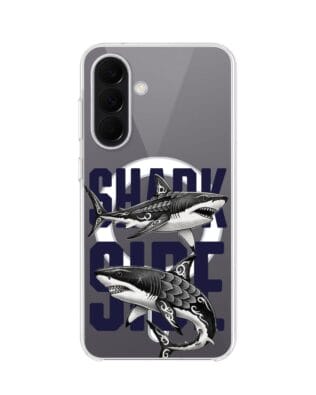 Etui do Samsung Galaxy A57 z MagSafe przeźroczyste, silikonowe Flexi, Summer Patterns, Shark side