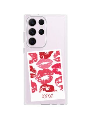 Etui do Samsung Galaxy S23 Ultra z MagSafe przeźroczyste, silikonowe Flexi, pocałunki, polaroid