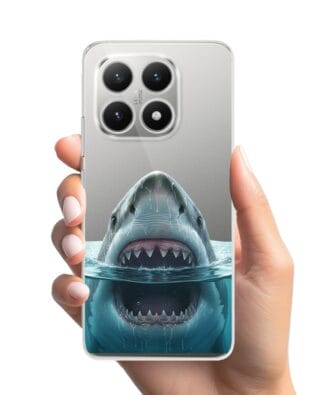 Etui do Xiaomi 15T przeźroczyste, silikonowe Flexi, Paradise, żarłacz biały