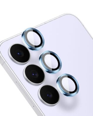 Metalowa osłona obiektywu aparatu ze szkła hartowanego 9H do Samsung Galaxy S25 FE, 1 zestaw, niebieska