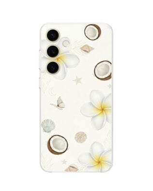 Etui do Samsung Galaxy S24 przeźroczyste, silikonowe Flexi, Summer Patterns, hawajskie kokosy