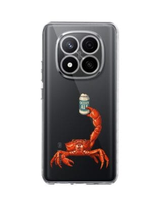 Etui do Xiaomi Redmi Note 14 Pro 4G przeźroczyste, silikonowe Flexi, Paradise, krab z piwem