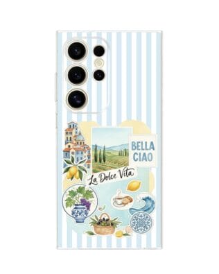 Etui do Samsung Galaxy S24 Ultra przeźroczyste, silikonowe Flexi, Italian Summer, La Dolce Vita