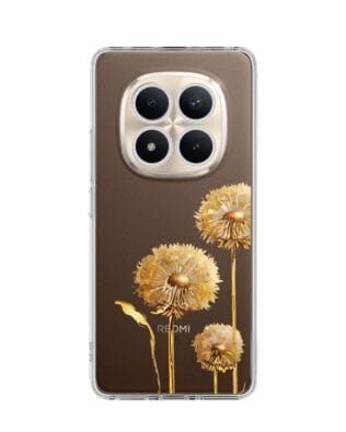 Etui do Xiaomi Redmi Note 15 Pro Plus 5G przeźroczyste, silikonowe Flexi, Kwiaty, złote dmuchawce