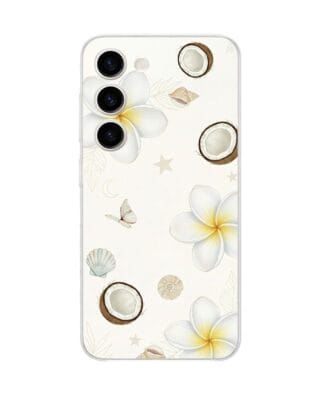 Etui do Samsung Galaxy S23 FE 5G przeźroczyste, silikonowe Flexi, Summer Patterns, hawajskie kokosy