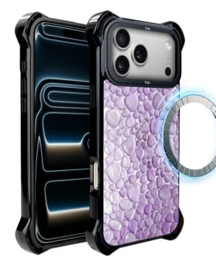 Etui do iPhone 17 Pro Max IBIZU DropGuard Ultra z MagSafe, Aqua Glass, ametystowe krople