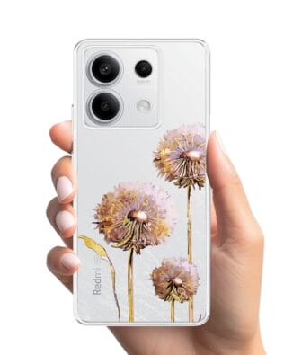 Etui do Xiaomi Redmi Note 13 Pro 5G przeźroczyste, silikonowe Flexi, Kwiaty, fioletowe dmuchawce
