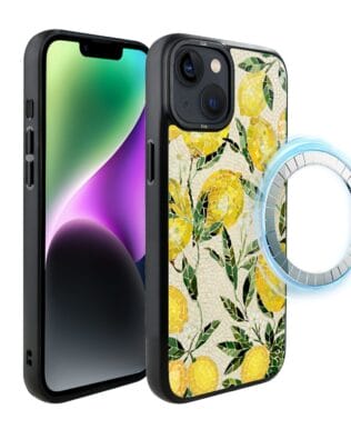 Etui do iPhone 14 Plus IBIZU DropGuard Matt z MagSafe, Modern Classics, Cytrynowe gaje