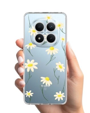 Etui do Xiaomi Redmi Note 15 4G przeźroczyste, silikonowe Flexi, stokrotki