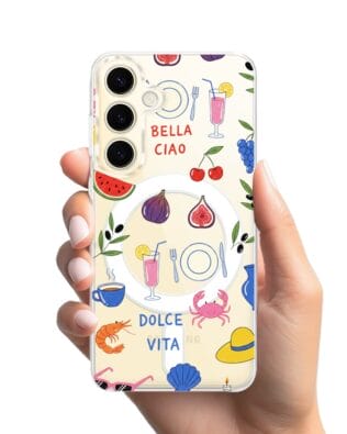 Etui do Samsung Galaxy S24 z MagSafe przeźroczyste, silikonowe Flexi, Italian Summer, kolorowe wakacje