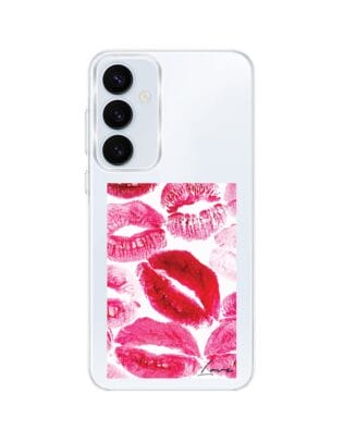 Etui do Samsung Galaxy A55 5G z MagSafe przeźroczyste, silikonowe Flexi, pocałunki z napisem „love”