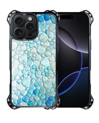 Etui do iPhone 16 Pro IBIZU DropGuard Ultra z MagSafe, Aqua Glass, turkusowe krople