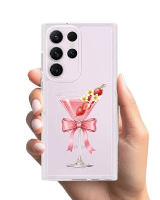 Etui do Samsung Galaxy S23 Ultra przeźroczyste, silikonowe Flexi, Paradise, Strawberry Martini