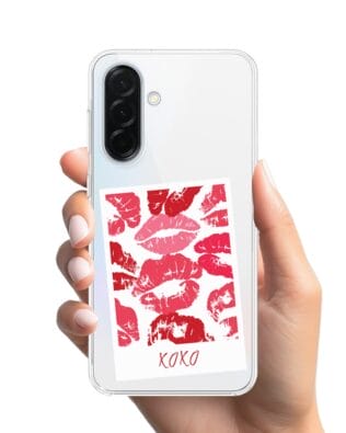 Etui do Samsung Galaxy A37 z MagSafe przeźroczyste, silikonowe Flexi, pocałunki, polaroid