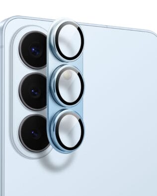 Metalowa osłona na cały aparat z wbudowanymi szkłami do Samsung Galaxy S26 Plus, niebieska