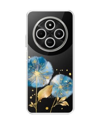 Etui do Xiaomi POCO C75 przeźroczyste, silikonowe Flexi, Kwiaty, niebieskie dmuchawce