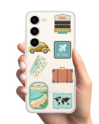 Etui do Samsung Galaxy S23 FE 5G przeźroczyste, silikonowe Flexi, pocztowe znaczki