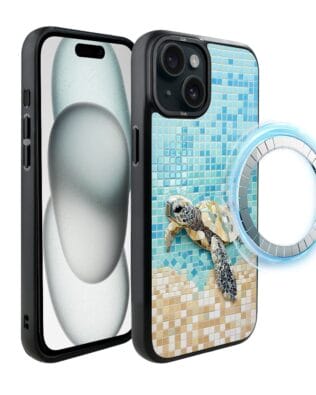 Etui do iPhone 15 IBIZU DropGuard Matt z MagSafe, Modern Classics, Żółw Caretta