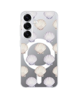 Etui do Samsung Galaxy S25 Plus z MagSafe przeźroczyste, silikonowe Flexi, Summer Patterns, pastelowe muszelki