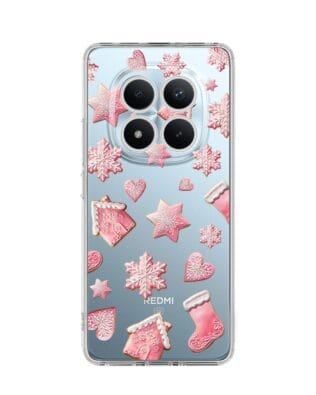 Etui do Xiaomi Redmi Note 15 Pro 4G przeźroczyste, silikonowe Flexi, Przytulne święta, Różowe pierniczki