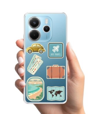 Etui do Xiaomi Redmi Note 14 4G przeźroczyste, silikonowe Flexi, pocztowe znaczki