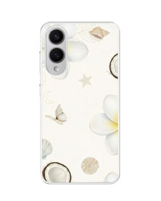 Etui do Samsung Galaxy S25 Edge z MagSafe przeźroczyste, silikonowe Flexi, Summer Patterns, hawajskie kokosy