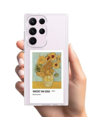 Etui do Samsung Galaxy S23 Ultra z MagSafe przeźroczyste, silikonowe Flexi, słoneczniki Van Gogh