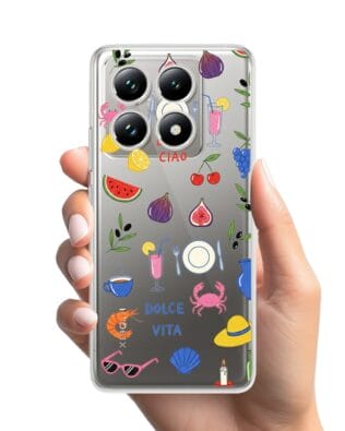 Etui do Xiaomi 14T Pro przeźroczyste, silikonowe Flexi, Italian Summer, kolorowe wakacje