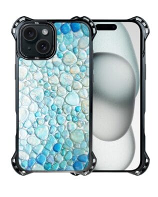Etui do iPhone 15 Plus IBIZU DropGuard Ultra z MagSafe, Aqua Glass, turkusowe krople