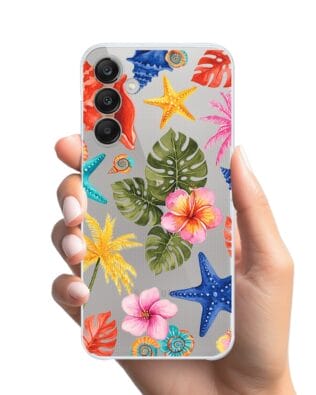 Etui do Samsung Galaxy M35 5G przeźroczyste, silikonowe Flexi, Summer Patterns, tropikalny wzór