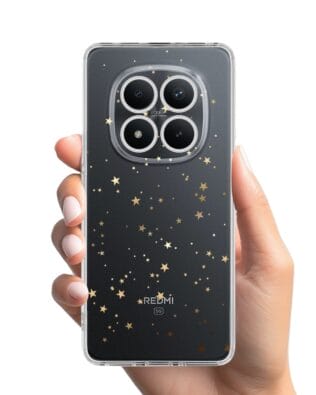 Etui do Xiaomi Redmi Note 15 4G przeźroczyste, silikonowe Flexi, Zimowa magia, Złote gwiazdki