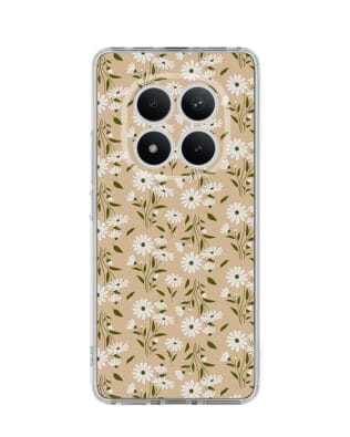 Etui do Xiaomi Redmi Note 15 Pro Plus 5G przeźroczyste, silikonowe Flexi, Summer Patterns, delikatne kwiatki na cielistym tle