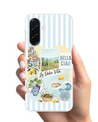 Etui do Samsung Galaxy A36 5G z MagSafe przeźroczyste, silikonowe Flexi, Italian Summer, La Dolce Vita