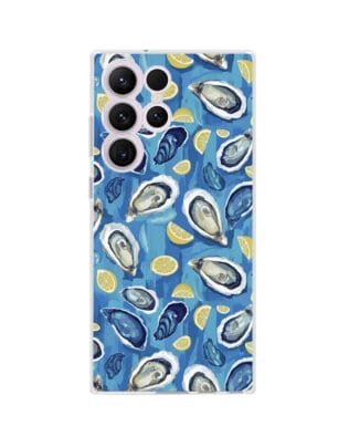 Etui do Samsung Galaxy S23 Ultra przeźroczyste, silikonowe Flexi, Summer Patterns, ostrygi z cytrynką