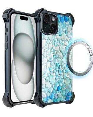 Etui do iPhone 15 Plus IBIZU DropGuard Ultra z MagSafe, Aqua Glass, turkusowe krople