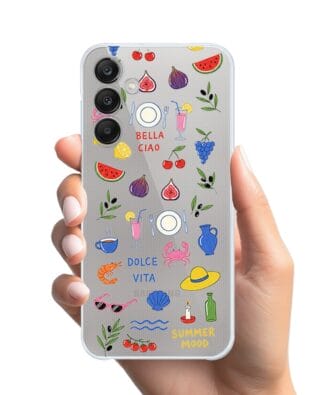 Etui do Samsung Galaxy M35 5G przeźroczyste, silikonowe Flexi, Italian Summer, kolorowe wakacje