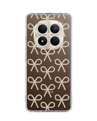 Etui do Xiaomi Redmi Note 15 Pro Plus 5G przeźroczyste, silikonowe Flexi, Przytulne święta, złote kokardki