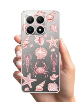 Etui do Xiaomi 15T przeźroczyste, silikonowe Flexi, Summer Patterns, krewetkowy róż