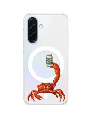 Etui do Samsung Galaxy A36 5G z MagSafe przeźroczyste, silikonowe Flexi, Paradise, krab z piwem
