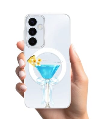 Etui do Samsung Galaxy A55 5G z MagSafe przeźroczyste, silikonowe Flexi, Paradise, Blue Hawaii