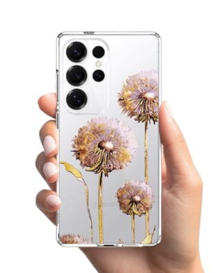 Etui do Samsung Galaxy S25 Ultra przeźroczyste, silikonowe Flexi, Kwiaty, fioletowe dmuchawce