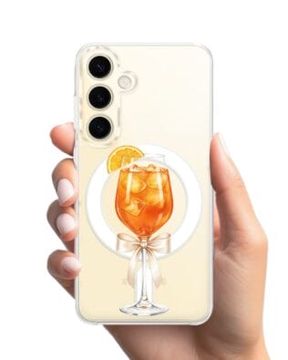 Etui do Samsung Galaxy S24 Plus z MagSafe przeźroczyste, silikonowe Flexi, Paradise, Aperol Spritz