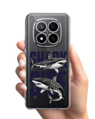 Etui do Xiaomi Redmi Note 14 Pro 4G przeźroczyste, silikonowe Flexi, Summer Patterns, Shark side