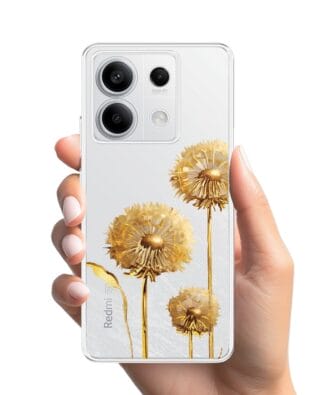 Etui do Xiaomi Redmi Note 13 Pro 5G przeźroczyste, silikonowe Flexi, Kwiaty, złote dmuchawce